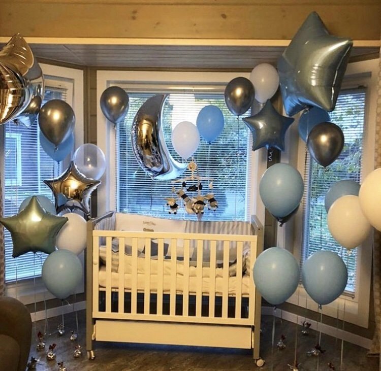 Оформление комнаты новорожденного воздушными шарами